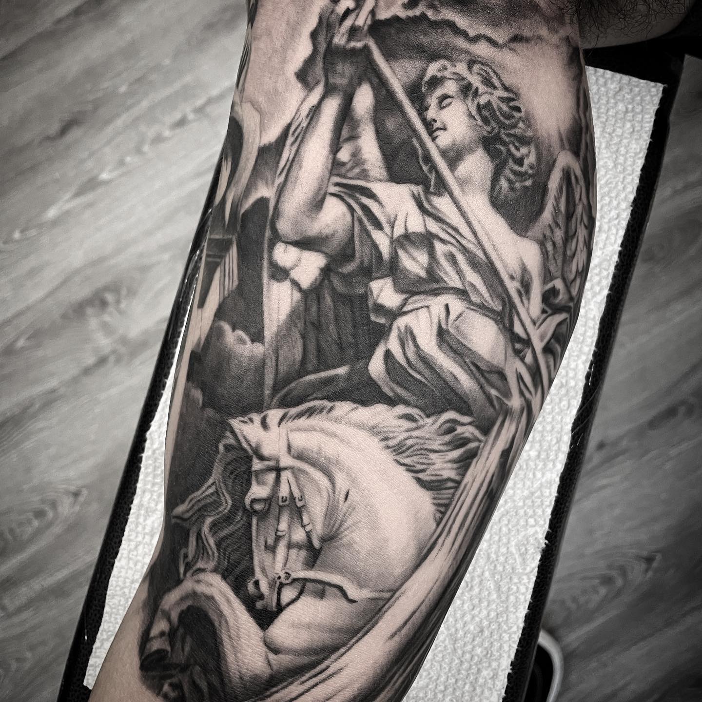Watchtower Tattoo Company - Finished St. George tattoo done by J.J. @j3ink  | Facebook
