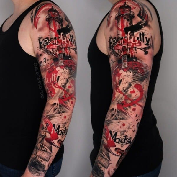 Ship, Lighthouse, Nautical tattoo