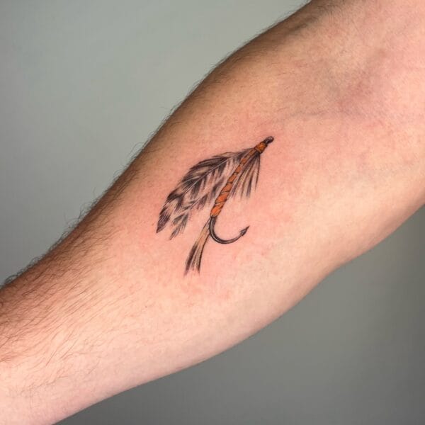 Realistic Fishhook Tattoo Forearm