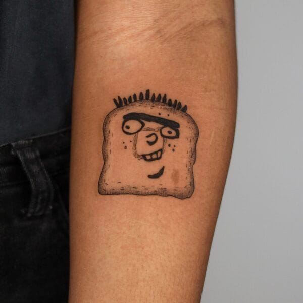 Buttered Toast Tattoo from Ed, Edd n Eddy On Forearm