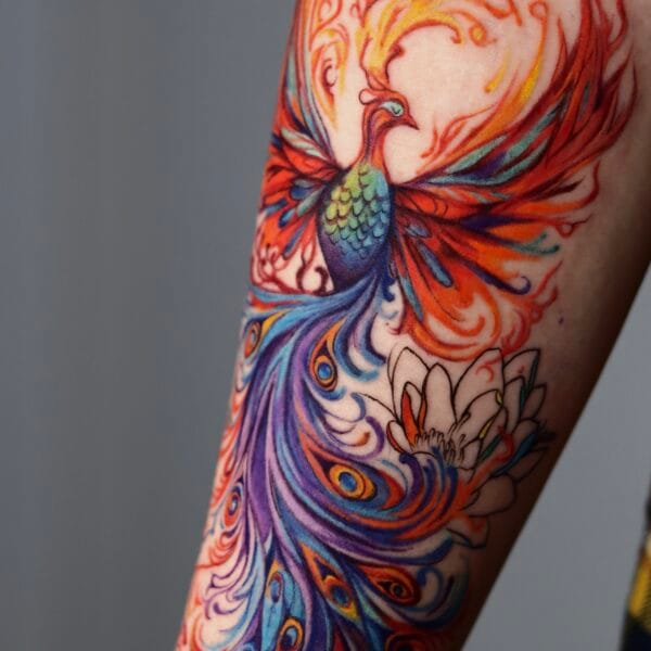Phoenix Tattoo on Forearm in Vibrant Colors