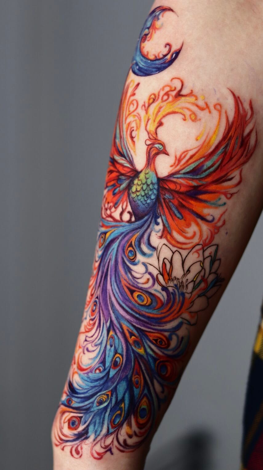 Phoenix Tattoo on Forearm in Vibrant Colors - Best tattoo shop in Los ...