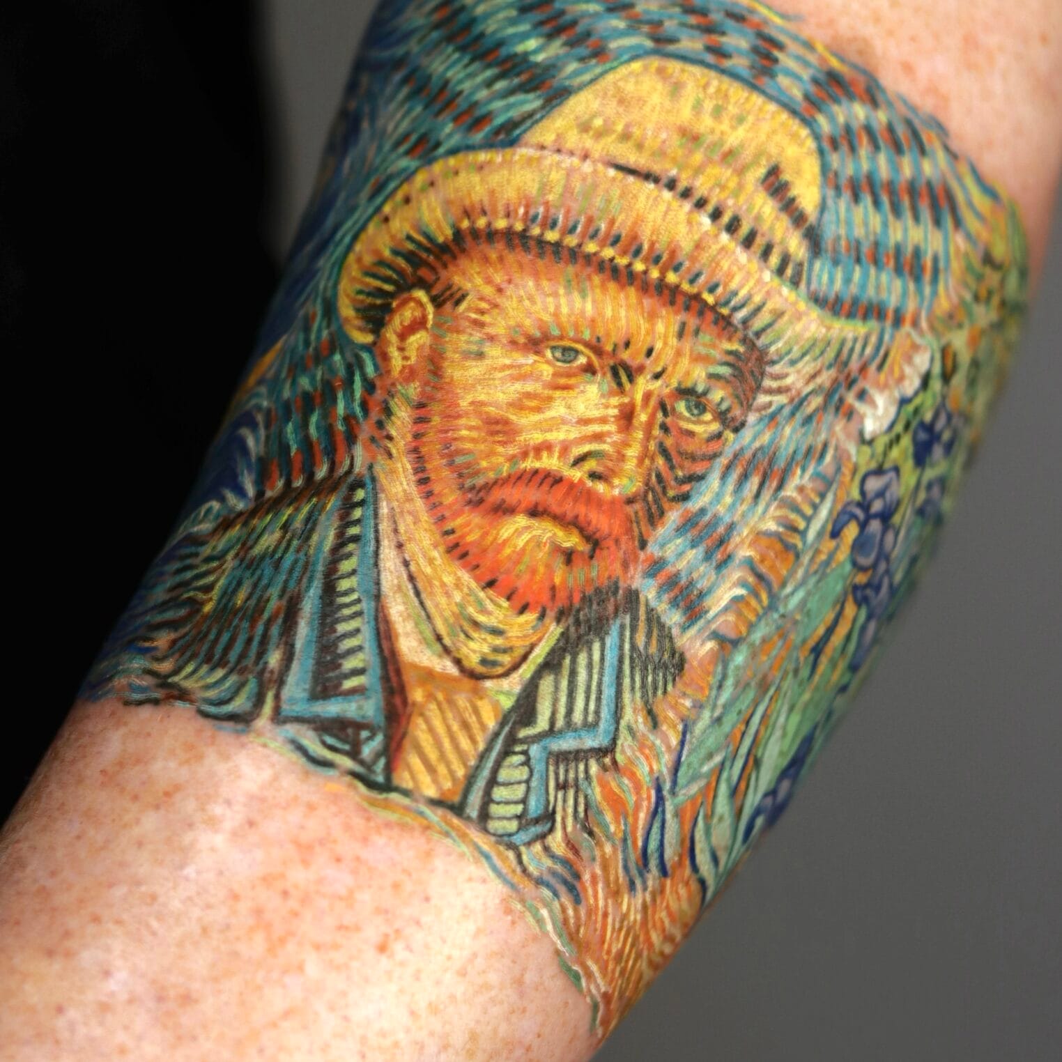 Van Gogh Tattoo on Forearm Featuring a bracelet tattoo of Van Gogh and His Works