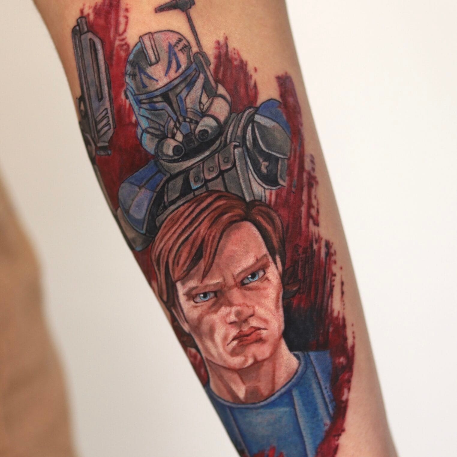 Custom Star Wars Tattoo on Forearm With Iconic Characters
