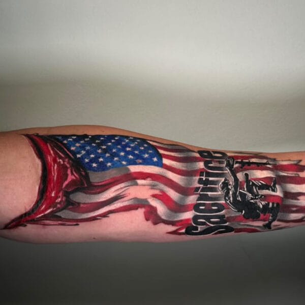 Memorial Army Tattoo On Forearm