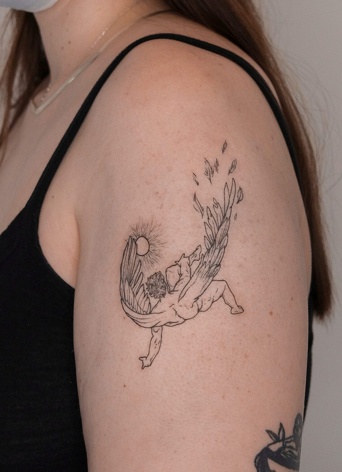Icarus Fallen Angel Tattoo on Shoulder