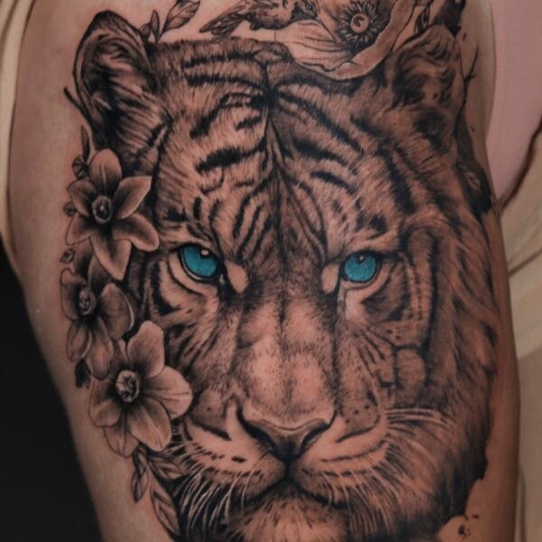 Tiger Tattoo On Thigh