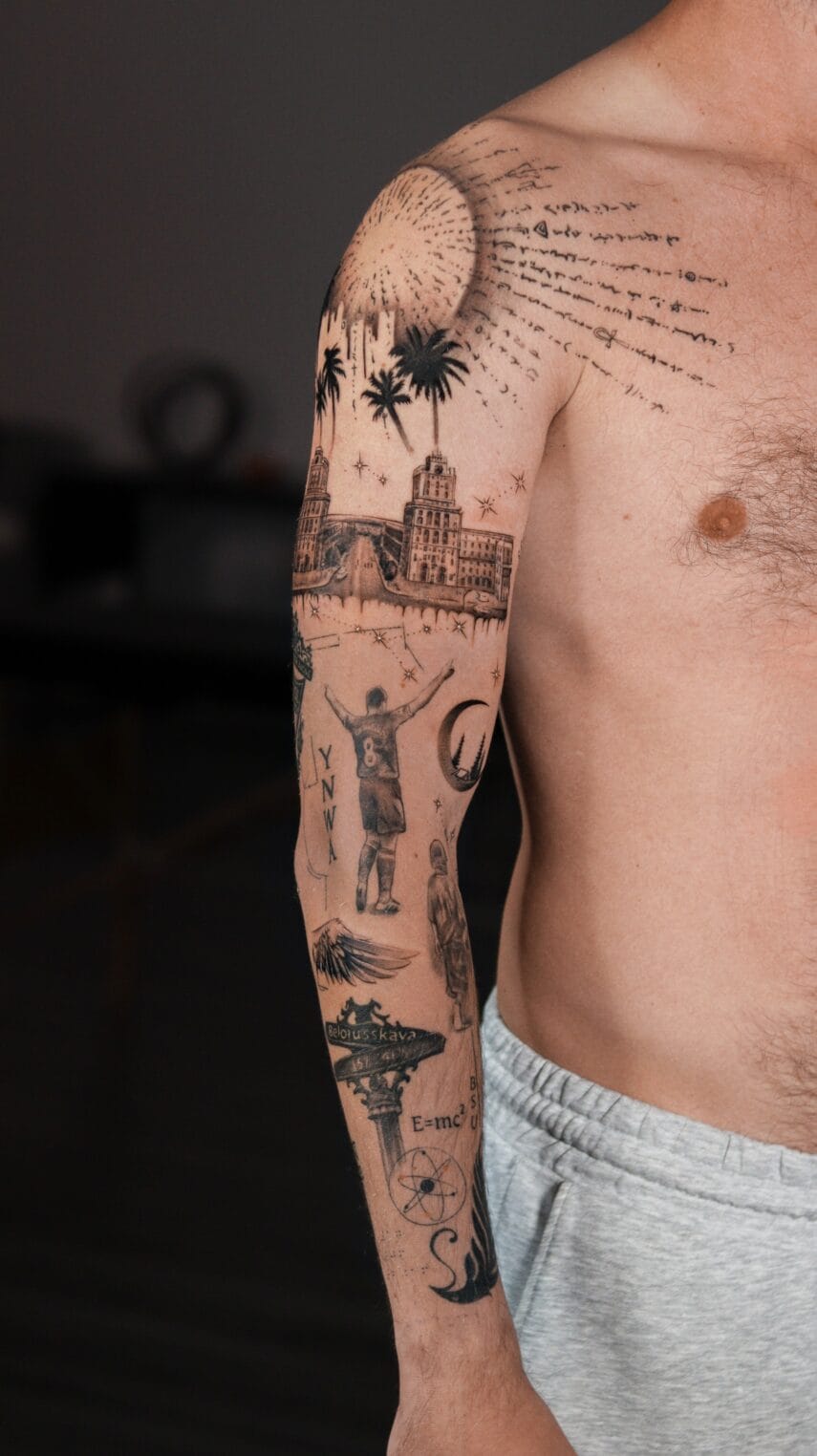 Fine Line Sleeve Tattoo In Los Angeles Art Collector