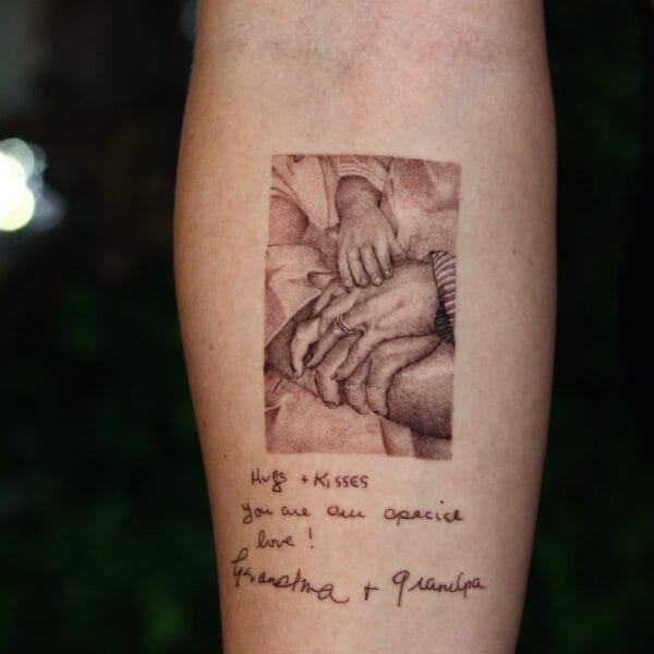 Family Photo Tattoo On Forearm