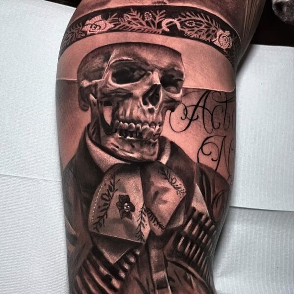 Mexican Skeleton Tattoo on Inner Bicep