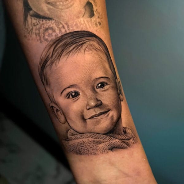 Realistic Kid Portrait on Forearm