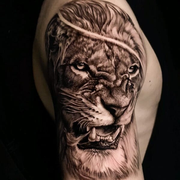 Lion Tattoo on Upper Arm