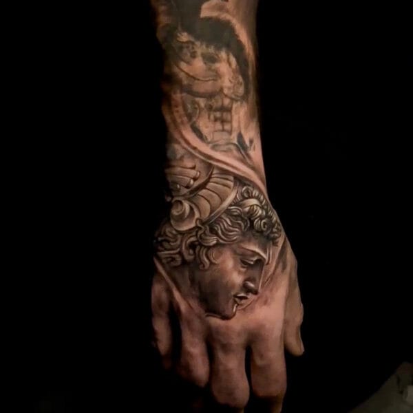Greek Mythology Hand Tattoo of Perseus