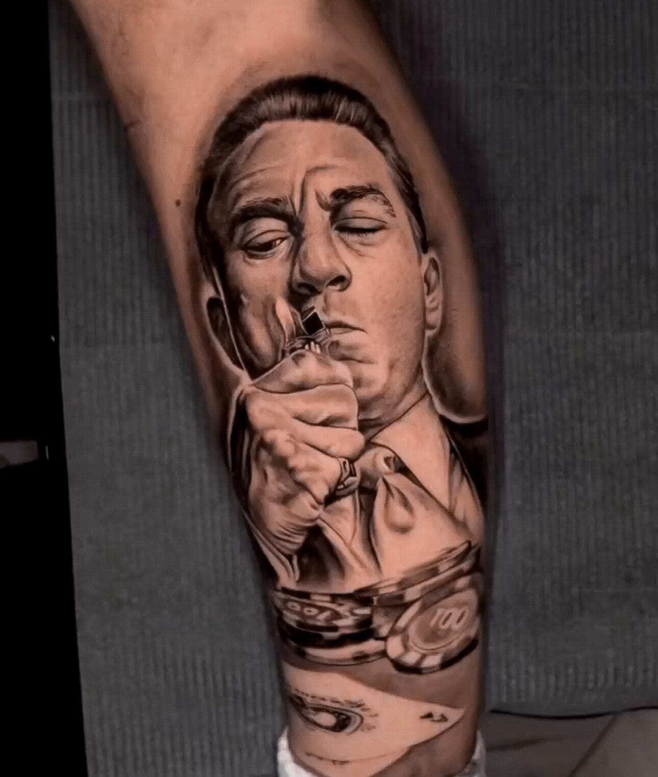 Portrait Tattoo on Lower Leg