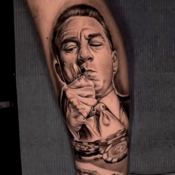 Portrait Tattoo on Lower Leg