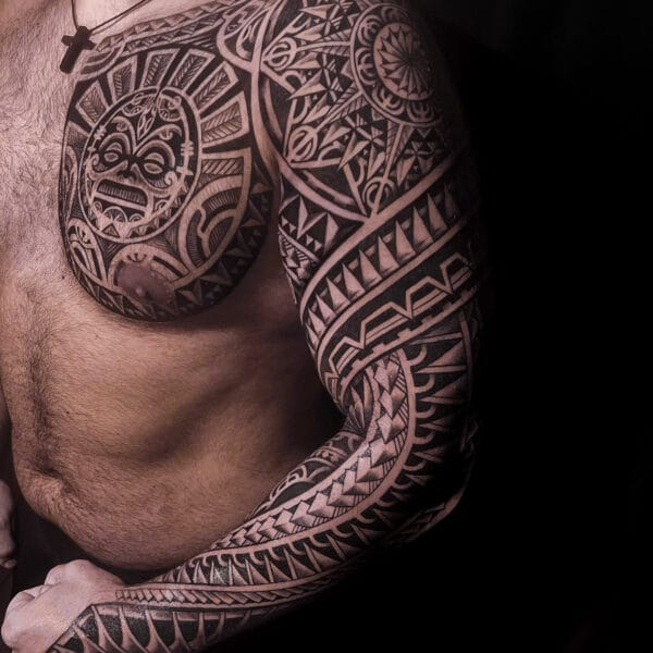Polynesian Tribal Sleeve Tattoo