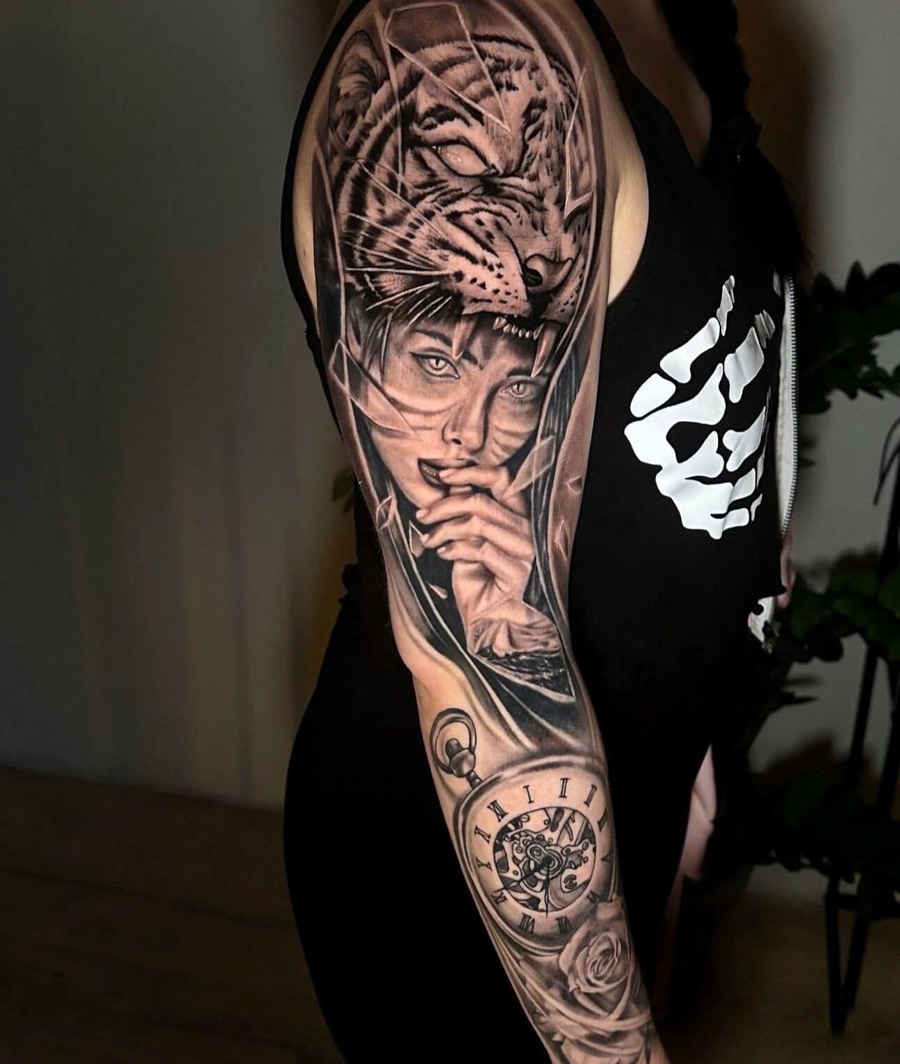 Tiger Girl Sleeve Tattoo