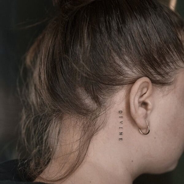 Script Tattoo Behind the Ear