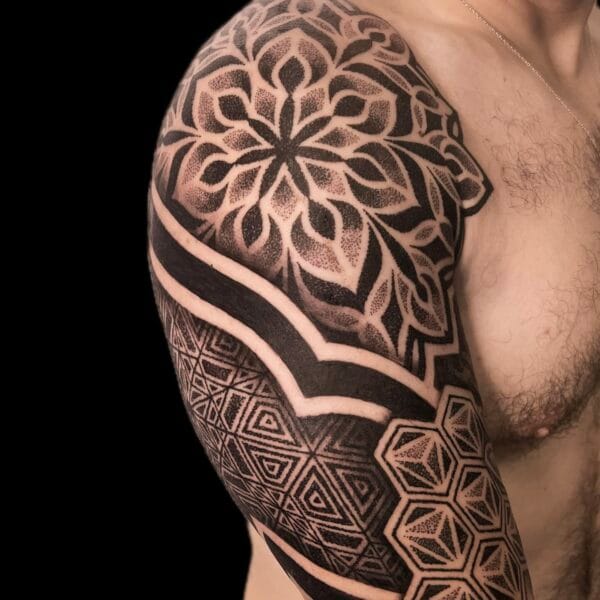 Shoulder Sacred Geometry Tattoo Design
