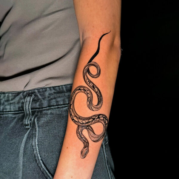 Gentle Snake Forearm Tattoo