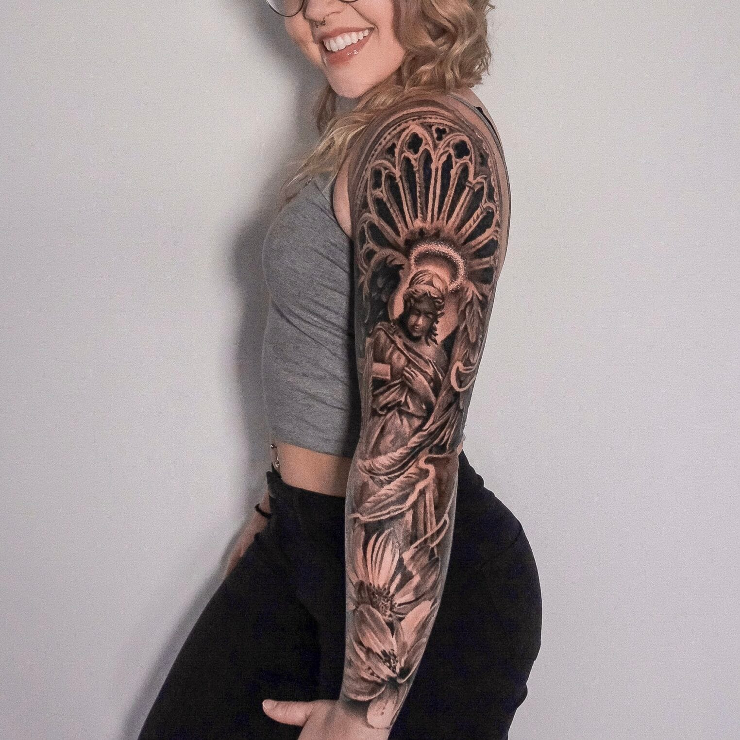 Full Sleeve Black and Gray Tattoo