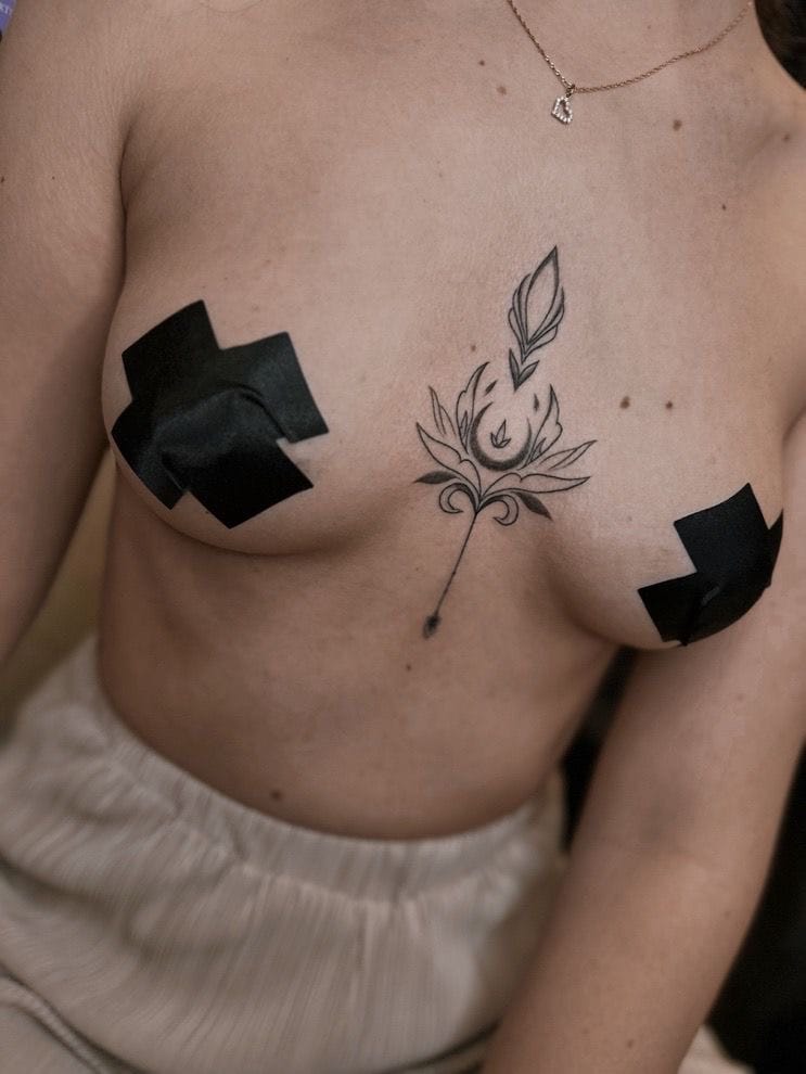 Delicate Line Tattoo on Sternum