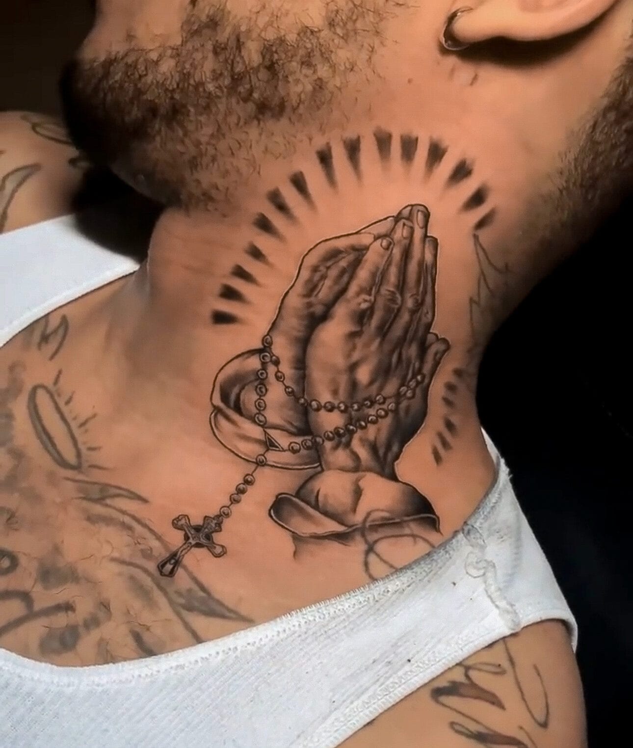 Praying Hands Tattoo on Neck