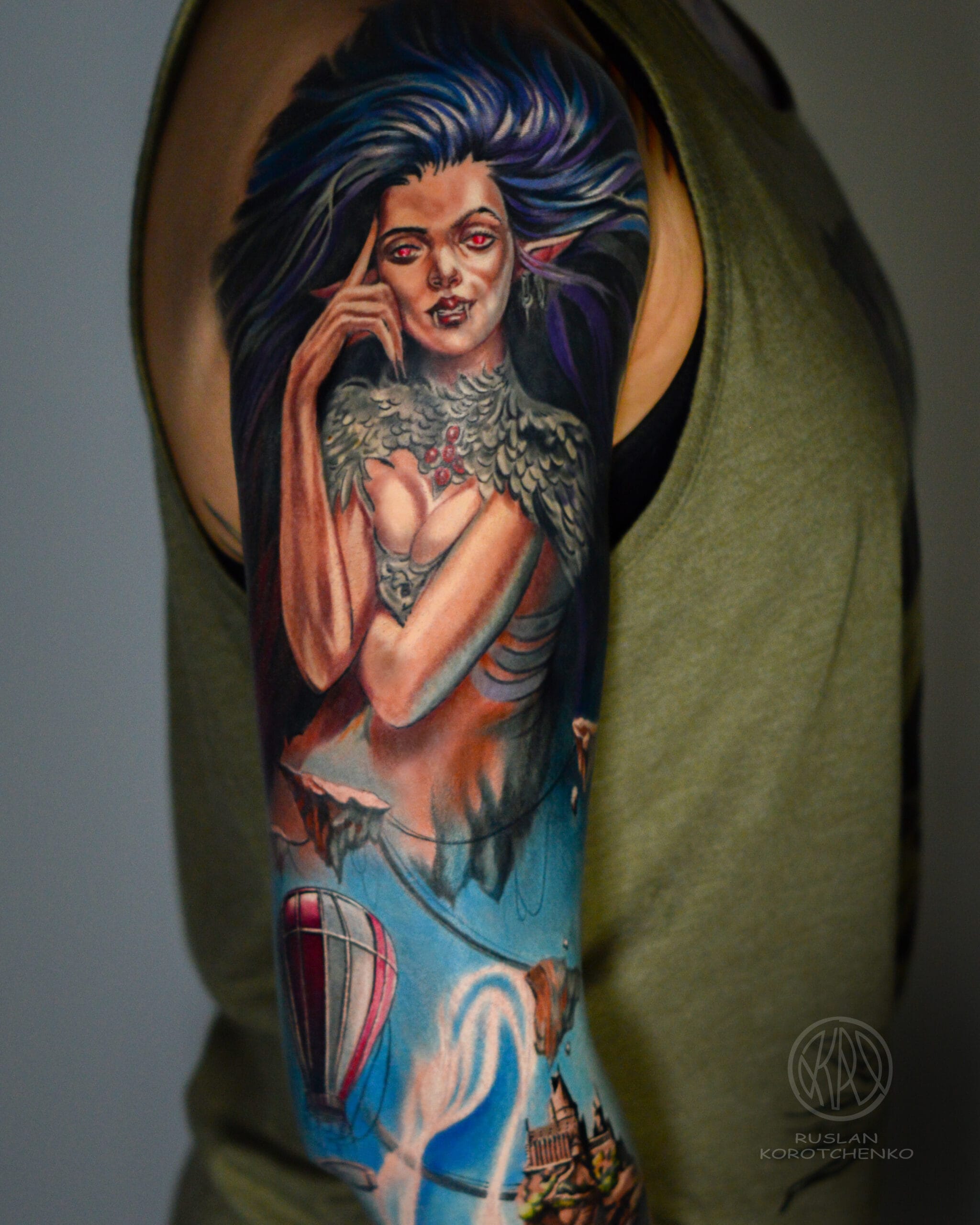 Fantasy Tattoo on Upper Arm - Best tattoo shop in Los Angeles - Art ...