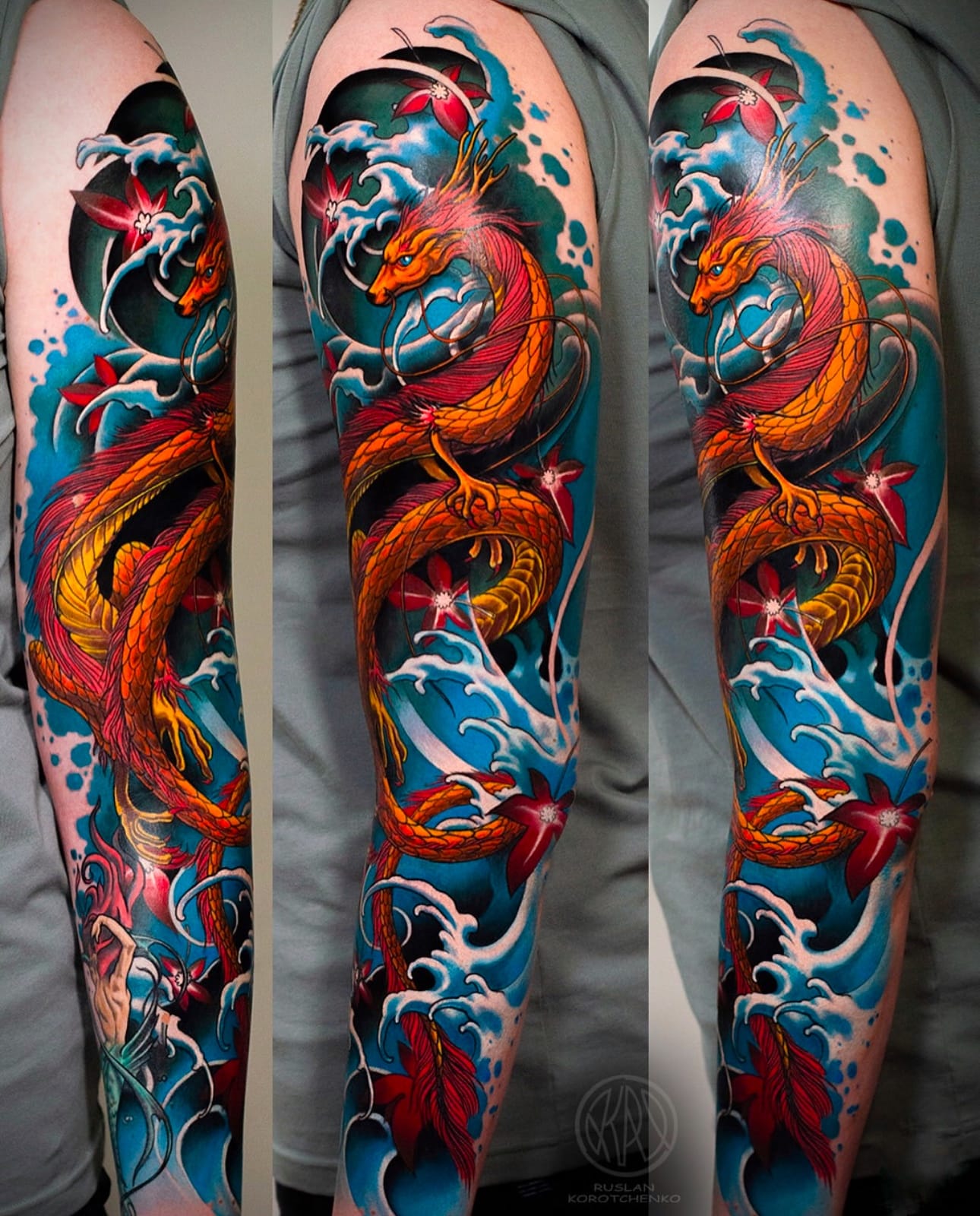 Colorful Asian Dragon Tattoo Sleeve - Best tattoo shop in Los Angeles ...