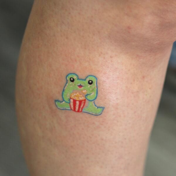 Cute Frog Tattoo on Leg