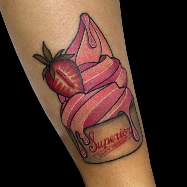 Ice Cream Tattoo on Leg