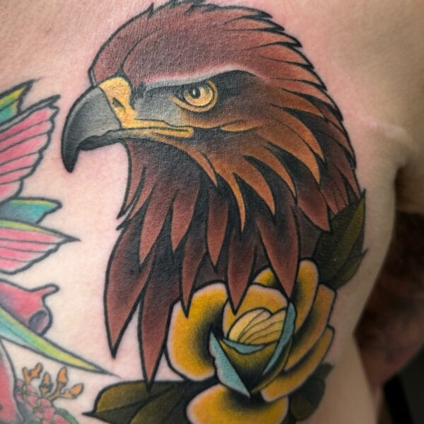 Golden Eagle Tattoo on Chest