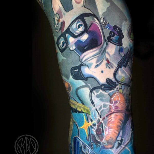 Fun Rayman Raving Rabbid Tattoo on Forearm