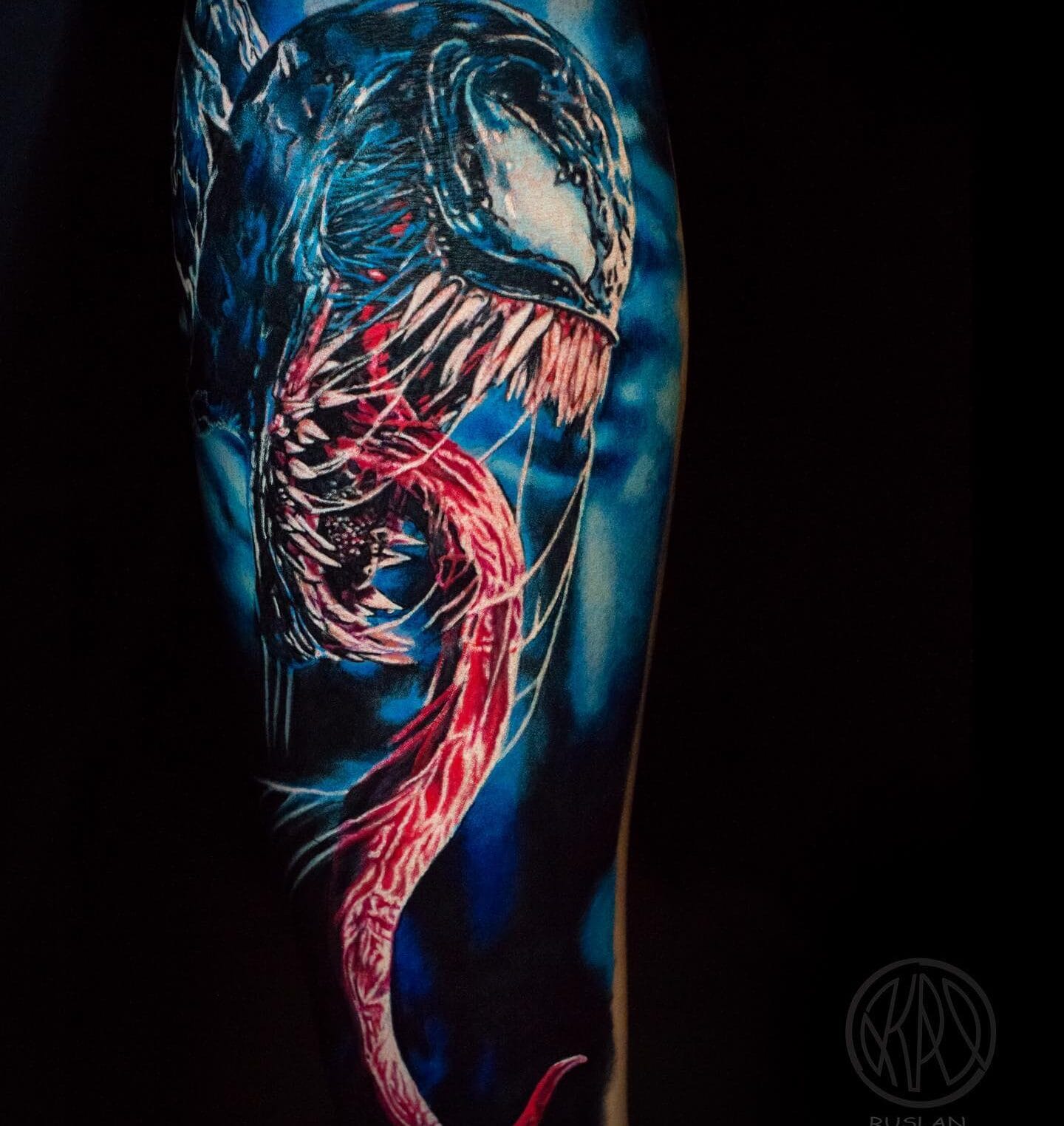Colored Venom Tattoo on Lower leg