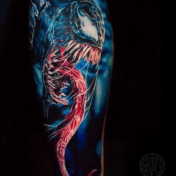 Colored Venom Tattoo on Lower leg
