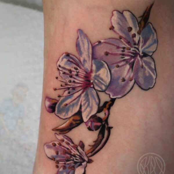 Realistic Cherry Blossom Tattoo