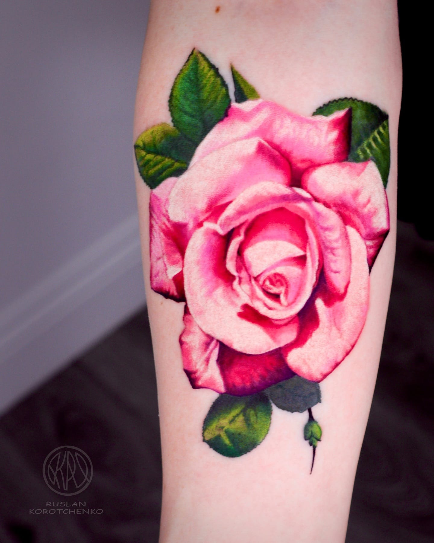 Elegant Pink Rose Tattoo on Forearm - Best tattoo shop in Los Angeles ...