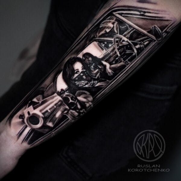 Chicano Gangster Girl Tattoo on Forearm