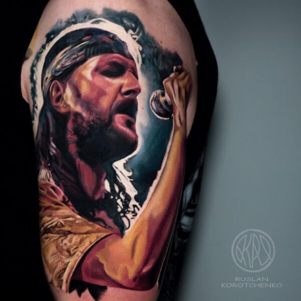 Realistic Color Portrait Tattoo on Upper Arm