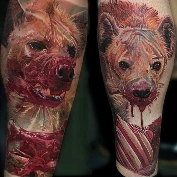 Hunting Hyena Tattoo on Lower Leg