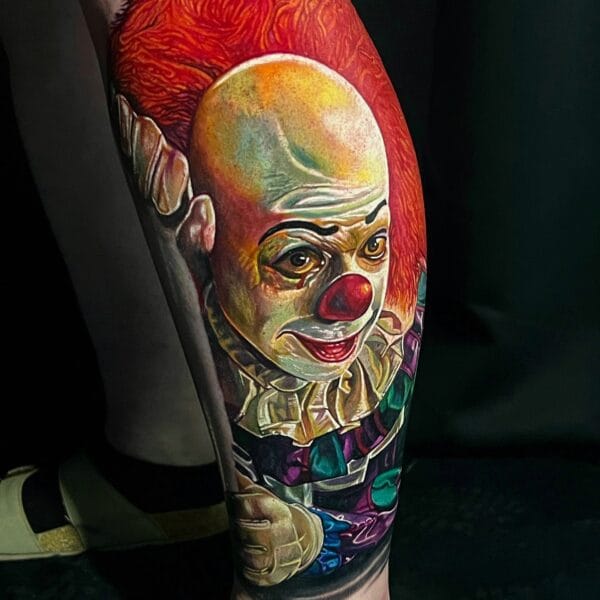 Clown Pennywise Tattoo on Lower Leg