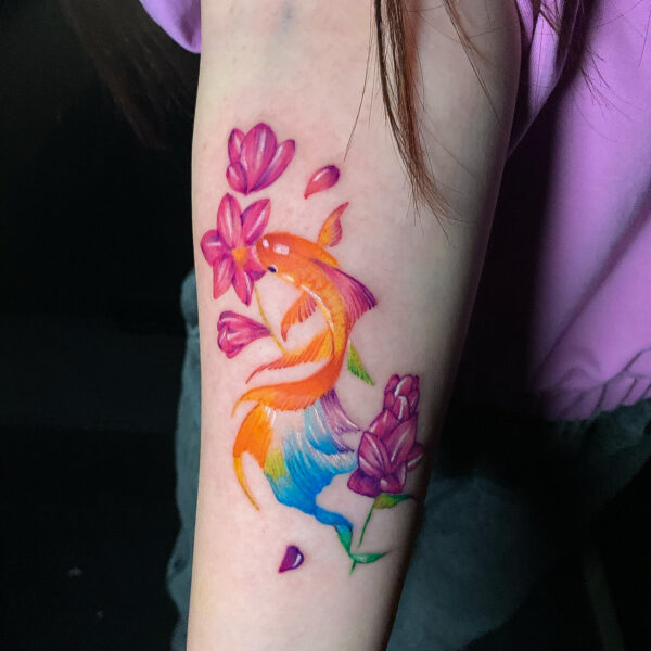 Color Fish Forearm Tattoo