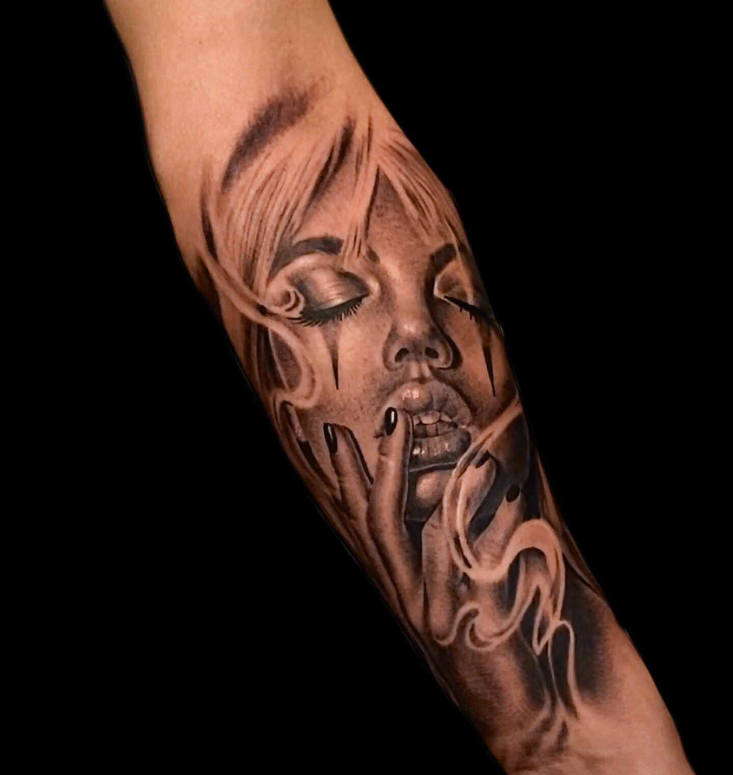 Girl’s Portrait Tattoo on Forearm