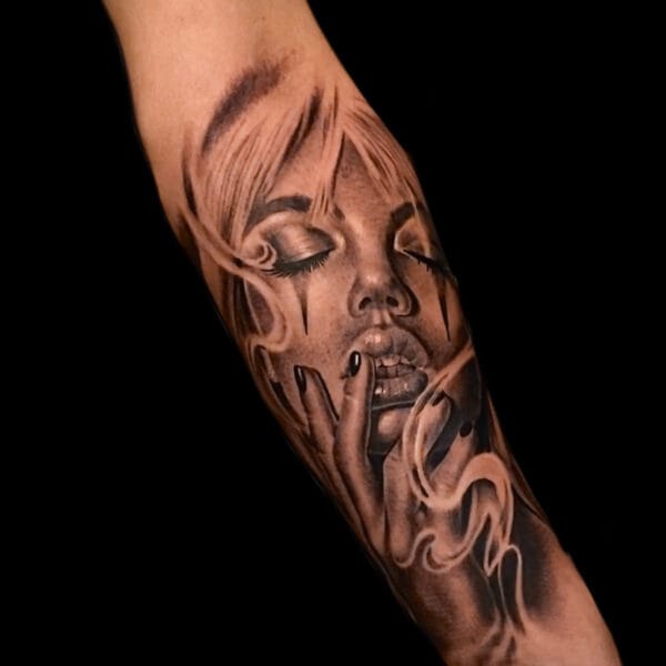 Girl’s Portrait Tattoo on Forearm