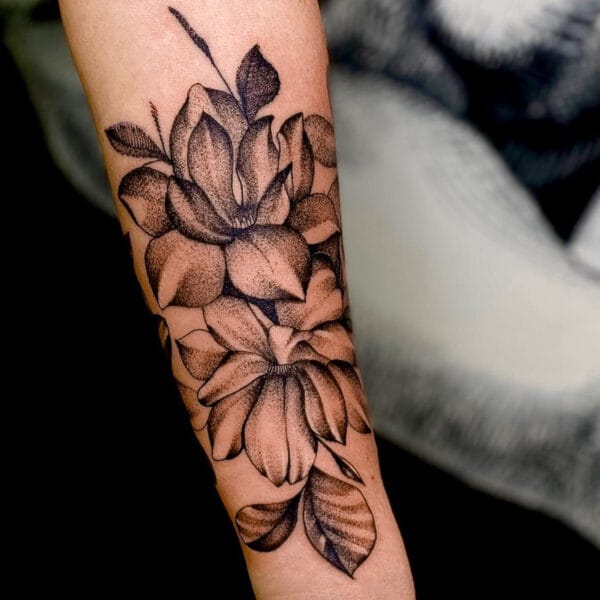 Magnolia Flower Tattoo on Forearm
