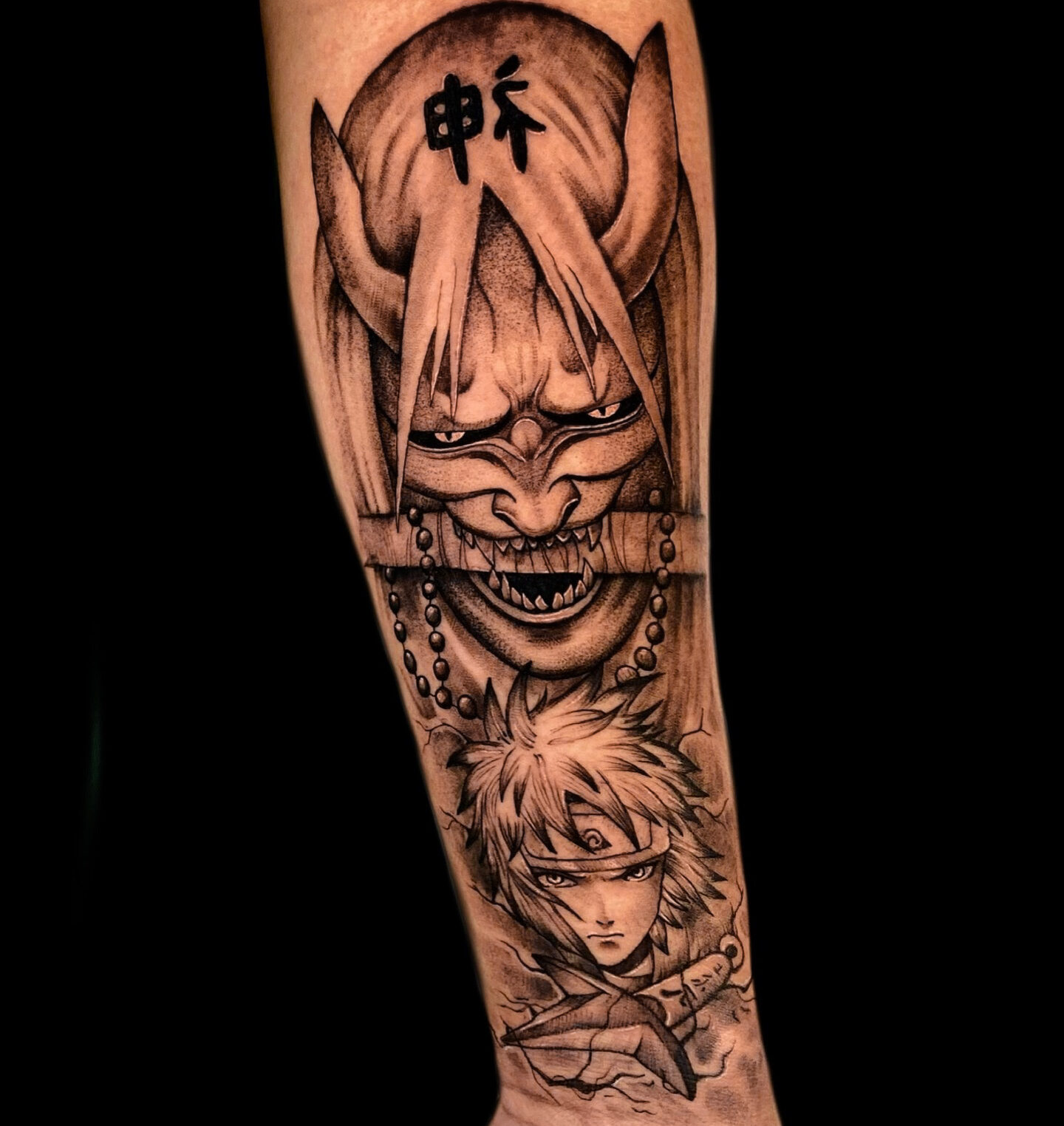 Death Reaper Tattoo from Naruto on Forearm in Black and Gray