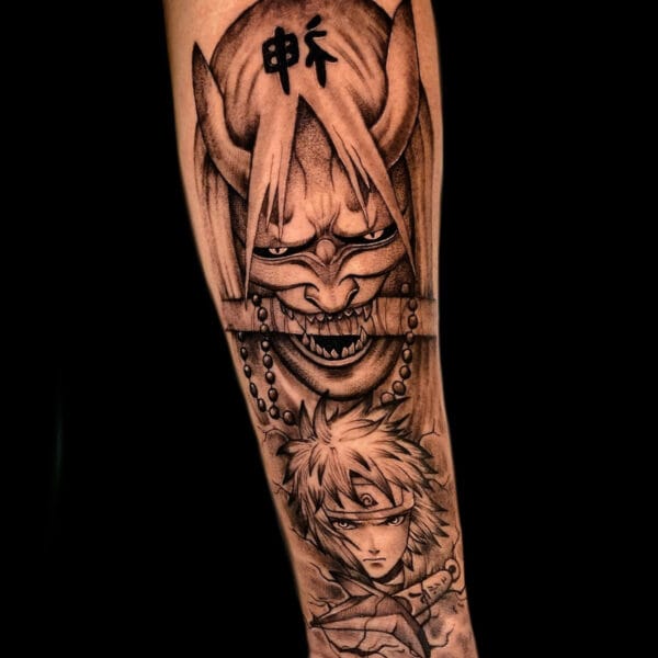 Death Reaper Tattoo from Naruto on Forearm in Black and Gray