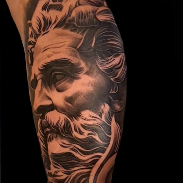 Greek Mythology Poseidon Tattoo on Biceps