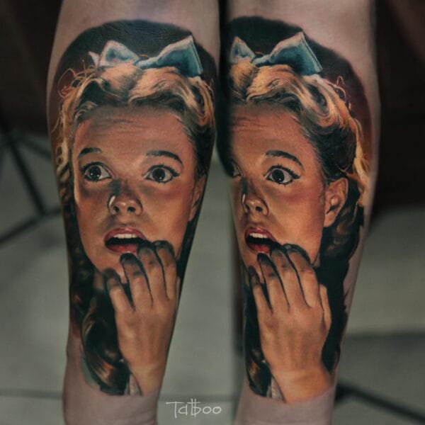 Realistic Judy Garland Tattoo on Forearm