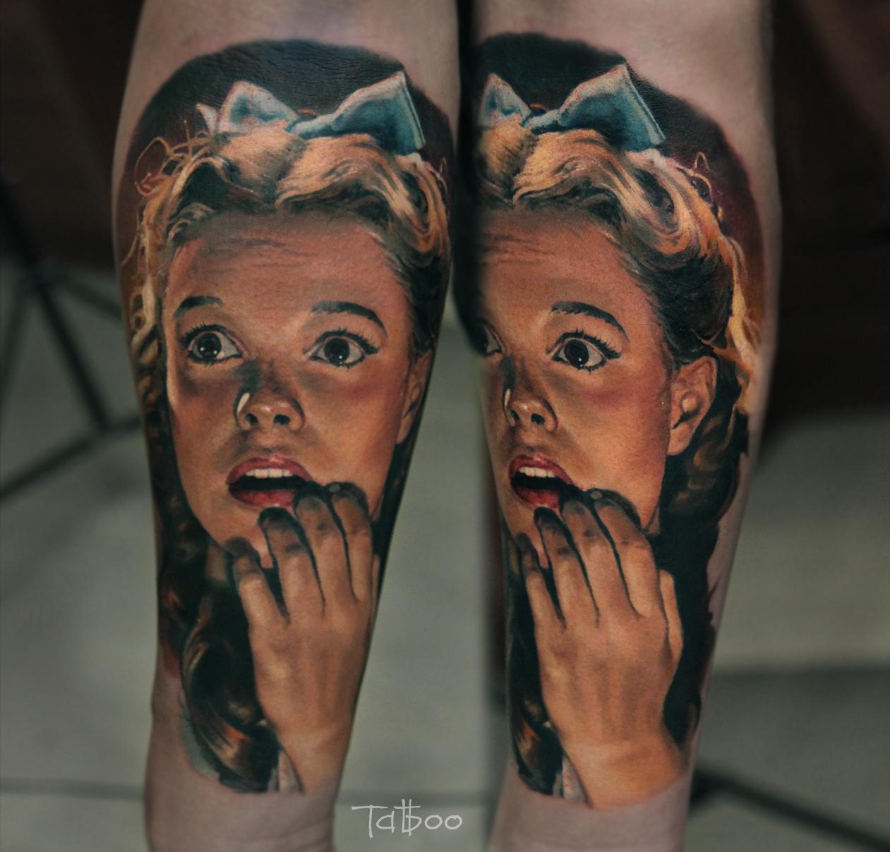 Realistic Judy Garland Tattoo on Forearm